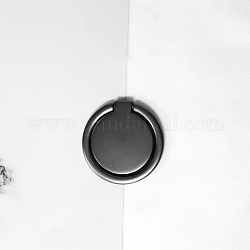 Плоская круглая подставка для мобильного телефона из цинкового сплава, вращение кольцо для захвата пальца подножка, матово-металлический цвет, 3.2x3.2 см