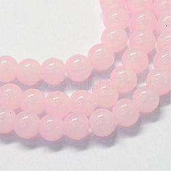 Chapelets de perles rondes en verre imitation jade peint, rose, 6.5mm, Trou: 1.5mm, Environ 145 pcs/chapelet, 31.8 pouce