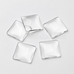 透明なガラスの正方形カボション  透明  20x20x5~6mm