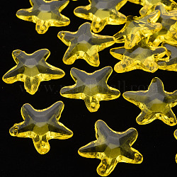 Perline acrilico trasparente, stella, giallo, 28.5x29.5x7.5mm, Foro: 1.8 mm, circa 189pcs/500g
