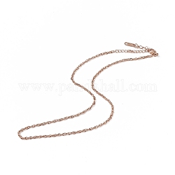 Ионное покрытие (ip) 304 ожерелье из веревки из нержавеющей стали для мужчин и женщин, розовое золото , 15.87 дюйм (40.3 см)