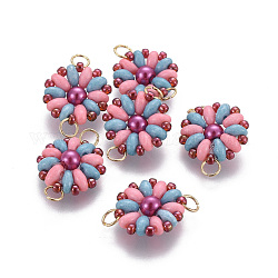 MIYUKI & TOHO Handmade Japanese Seed Beads Links, Loom Pattern, Sun Flower, Colorful, 19~20x13.5~14x4.5mm, Hole: 3mm
