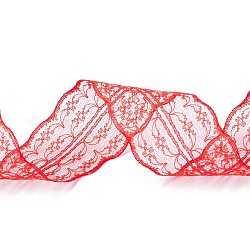 Borde de encaje de poliéster, cinta de encaje para coser la decoración, rojo, 45mm, aproximadamente 1- 3/4 pulgada (45 mm) de ancho, aproximadamente 10.93 yarda (10 m) / rollo