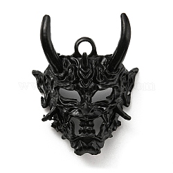 Pendente in lega, maschera testa del diavolo, elettroforesi nera, 37x29x10mm, Foro: 3.5 mm