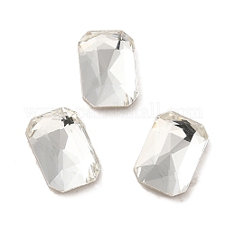 Cabujones de cristal de rhinestone, punta trasera y trasera plateada, facetados, Rectángulo, cristal, 8x5.5x2.5mm