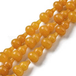 Natürliche weiße Jade perlen Stränge, gefärbt, Kürbisflasche, golden, 17.5~18.5x9.5~10 mm, Bohrung: 1.2 mm, ca. 23~24 Stk. / Strang, 16.14~16.34 Zoll (41~41.5 cm)