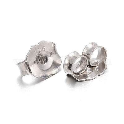 925 tuerca para pendientes de plata de ley chapada en rodio antideslustre&nbsp;STER-E041-11B-1