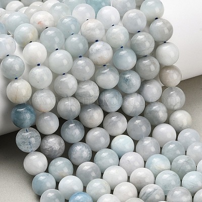 Natürliche Aquamarin Perlen Stränge&nbsp;G-F826-B01-10mm-1