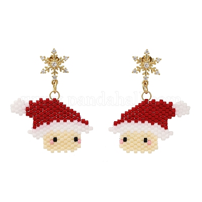 Weihnachtsmann-Ohrstecker aus Messing&nbsp;EJEW-MZ00498-1
