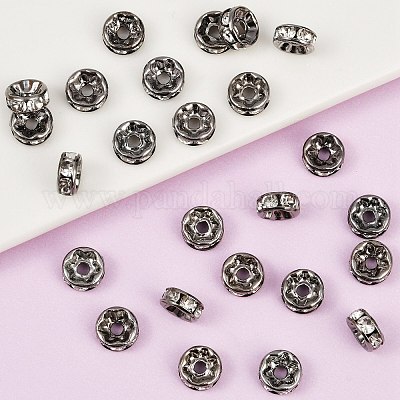 Perles séparateurs en laiton avec strass&nbsp;RB-A014-Z7mm-01B-1