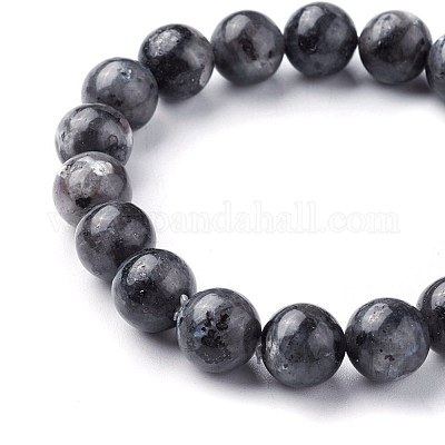 Bracelets extensibles en perles de larvikite naturelles&nbsp;BJEW-F380-01-C14-1