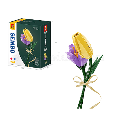 1 pezzo di blocchi di costruzione fiori tulipani piante di simulazione  bouquet in vaso giocattoli di assemblaggio adatti per decorazione domestica  e