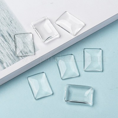 Cabochons de verre transparent de rectangle&nbsp;GGLA-R025-25x18-1