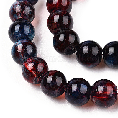 Chapelet de perles en verre baking paint&nbsp;X-DGLA-Q023-6mm-DB70-1