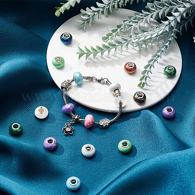 SUNNYCLUE 1 Box 100Pcs 10 Colors Resin European Large Hole Beads