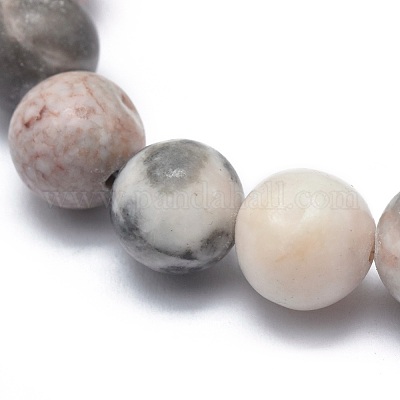 Bracciali elasticizzati con perle di diaspro naturale zebra&nbsp;BJEW-K212-C-035-1