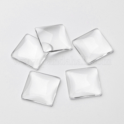 Transparentem Glas Quadrat Cabochon&nbsp;GGLA-S022-20mm-1