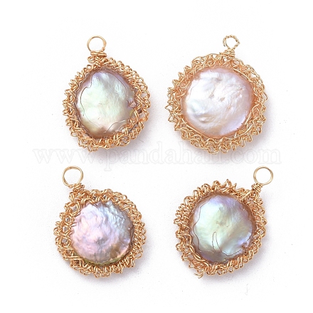 Ciondoli di perle keshi con perle barocche naturali X-PALLOY-JF00421-02-1