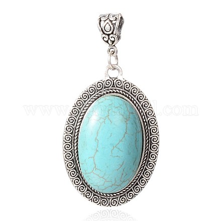 Synthetic Turquoise Big Pendants PALLOY-K215-06A-AS-1