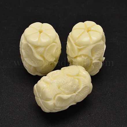 Dyed Carved Column Synthetic Coral Beads CORA-O004-02E-1