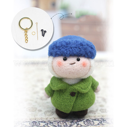 Boy with Hat DIY Keychain Needle Felting Kit DIY-I098-02-1