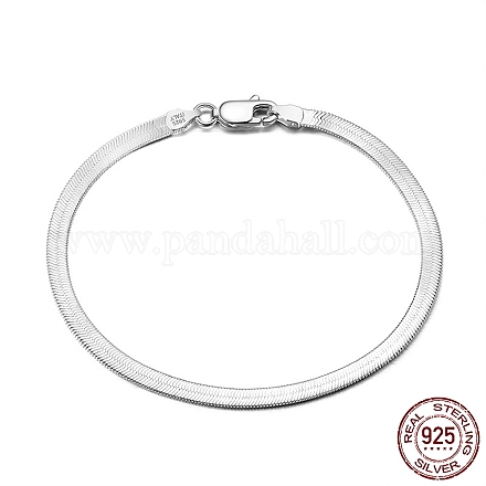 3 pulseras de cadena de espiga de plata de ley de 925 mm BJEW-I314-006C-P-1