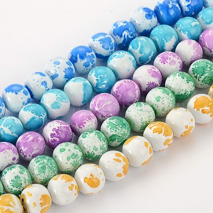 Baking Painted Round Glass Bead Strands DGLA-S084-10mm-M-1