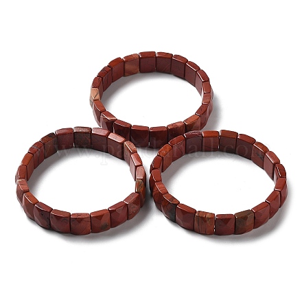 Bracelets élastiques de jaspe rouge naturel BJEW-F406-B27-1