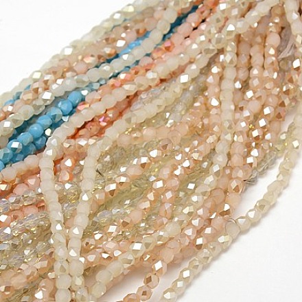 Imitation Jade Electroplate Glass Beads Strands EGLA-F001-D-1