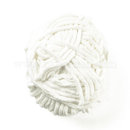 柔らかいかぎ針編みの糸  スカーフ用の太い編み糸  バッグ  クッション作り  フローラルホワイト  7~8mm  65.62ヤード（60m）/ロール OCOR-G009-03G-1