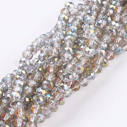 Electroplate Glass Faceted Rondelle Beads Strands EGLA-D020-4x3mm-15-1