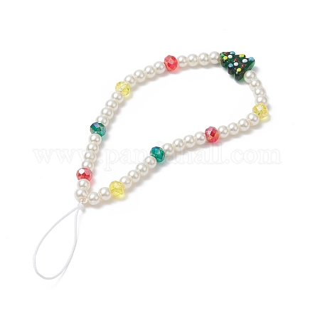 Cinturini mobili con perline di perle di vetro natalizie HJEW-TA00008-1