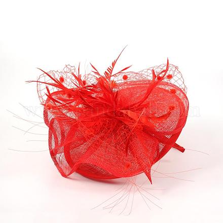 Eleganten roten fascinators uk für Hochzeiten OHAR-S170-01-1