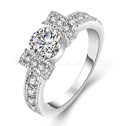 Latón Checa anillos de compromiso de rhinestone de novia elegantes para RJEW-BB02199-6B-1