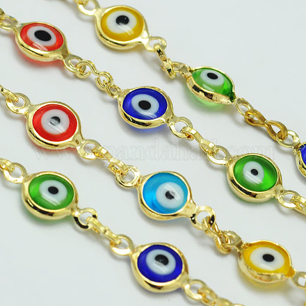 Eco-Friendly Golden Brass Cat Eye Handmade Beaded Chains CHC-I019-G-NF-1