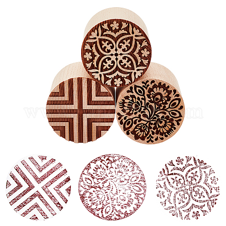 Olycraft 3 pieza de sello de cerámica de madera de 3 estilos AJEW-OC0004-19A-1