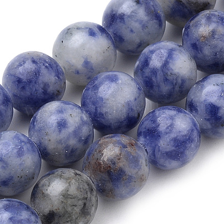 Natural Brazil Blue Spot Jasper Beads Strands X-G-S259-36-8mm-1