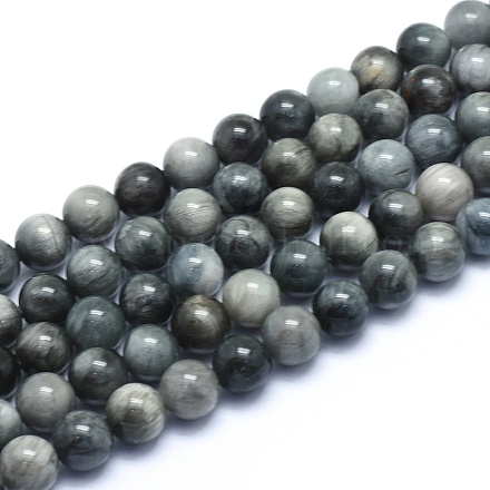 Perles rondes de l'œil les brins de faucon naturelle G-G764-43-4mm-1