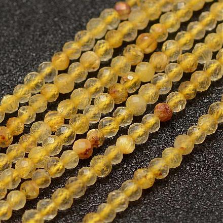 Hebras de perlas de cuarzo rutiladas de oro natural goold G-K182-2mm-29-1