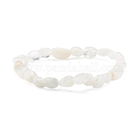 Natural Rainbow Moonstone Nuggets Beads Stretch Bracelet for Her BJEW-JB06951-09-1