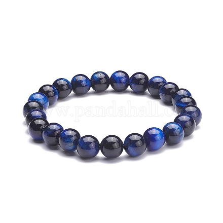 8.5mm Round Dyed Natural Tiger Eye Beads Stretch Bracelet for Girl Women BJEW-JB07152-01-1