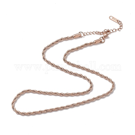 Chapado en iones (ip) 304 collar de cadena de cuerda de acero inoxidable para hombres y mujeres NJEW-K245-023E-1
