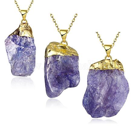 Nugget Rough Natural Crystal Pendant Necklaces NJEW-BB00073-03-1