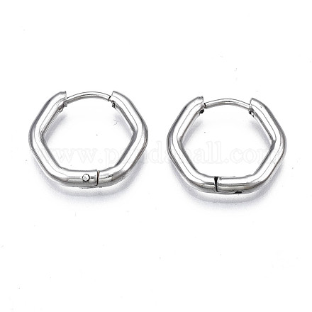 201 Stainless Steel Hexagon Hoop Earrings STAS-S103-30P-1