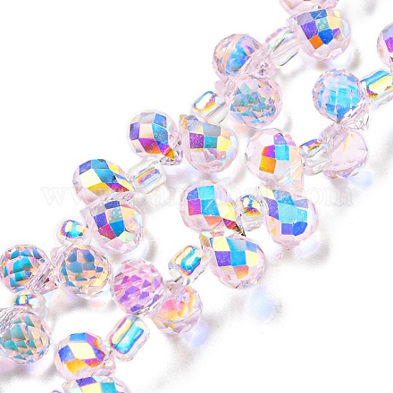 Chapelets de perles en verre transparent électrolytique EGLA-P052-01A-AB08-1