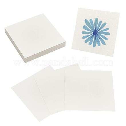 紙シート  芸術的な油絵スティック描画用  正方形  ホワイト  10x10x0.03cm  50枚/セット DIY-WH0043-76-1
