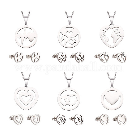 Kissitty 6 ensembles 6 ensemble de bijoux de coeur de style Saint Valentin SJEW-KS0001-01-1