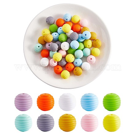100Pcs Silicone Beads 15mm Honeycomb Silicone Bead Colorful Loose Spacer Beads Silicone Bead kit for DIY Bracelet Necklace Keychain Making Craft JX306A-1