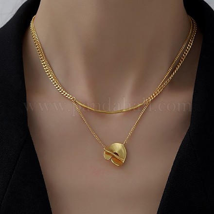 Ожерелье с изогнутой подвеской из титановой стали и застежкой-сердечком NJEW-D054-05-1