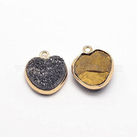 Electroplate Natural Druzy Crystal Charms G-A124-07E-1